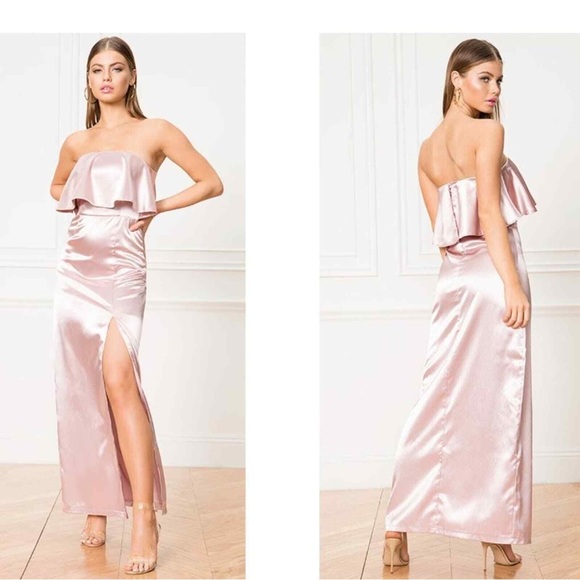 Revolve Superdown Lyna Strapless Maxi Dress with Leg Slit - Picture 2 of 2